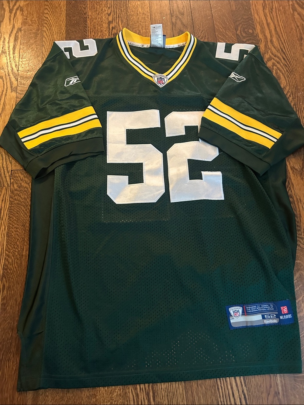 Reebok Green and Yellow #52 Football Jersey VINTAGE